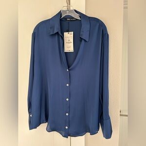 ZARA Satin Effect Blouse (Size L) - worn once